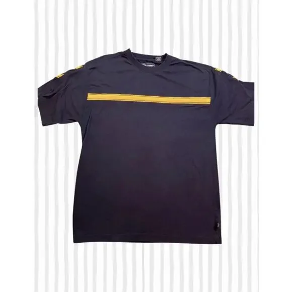 Point Zero Black Yellow Stripe T-Shirt Size US UK Medium - Picture 1 of 9